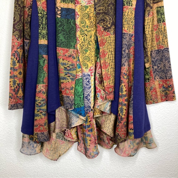 Soft Surroundings Izmir topper Cardigan M Open front Cascade Waterfall Patchwork - Picture 8 of 16